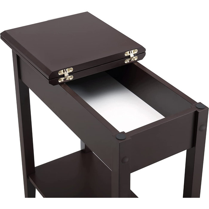 Winston Porter Jonica Narrow End Table with Storage, Flip Top Narrow